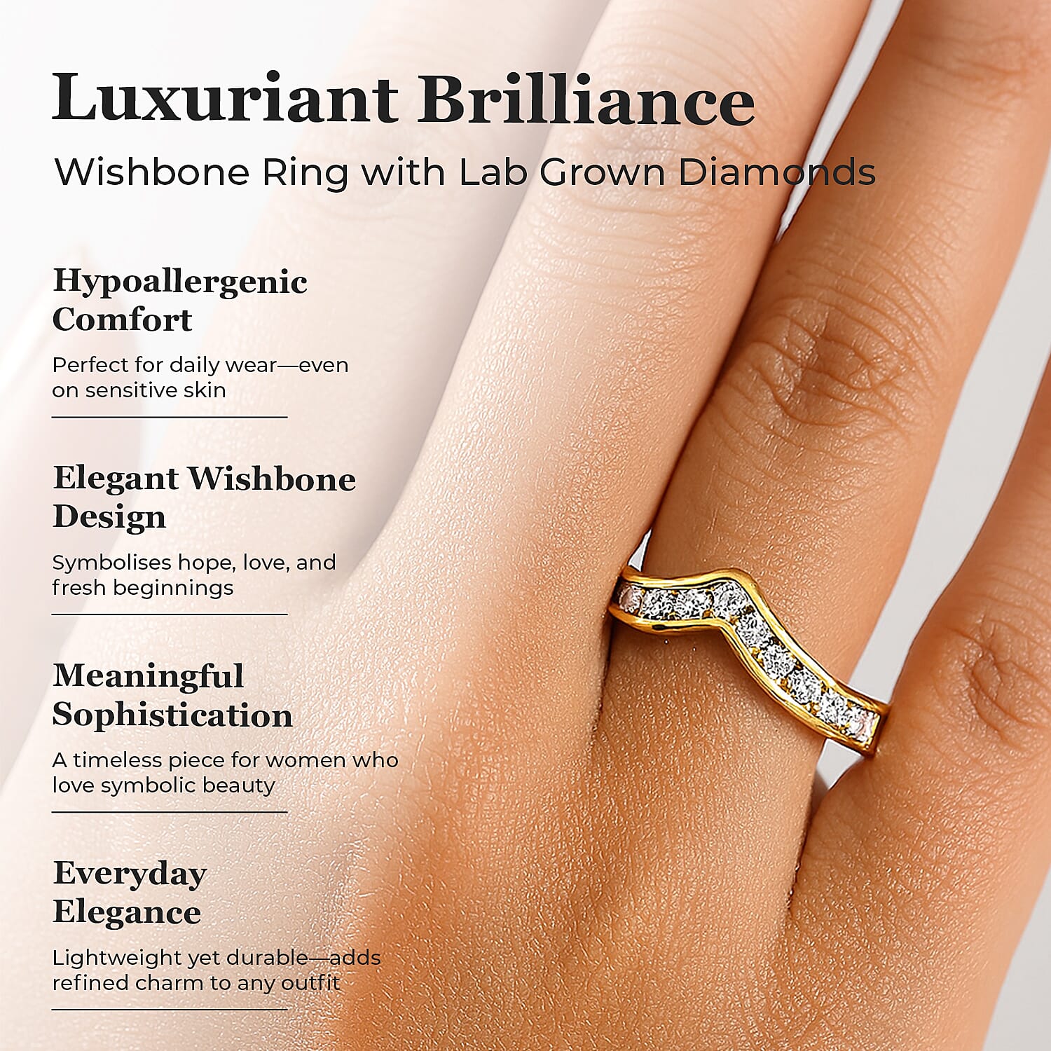 Luxuriant Diamond Lab Grown Diamond Wishbone Ring in Sterling Silver